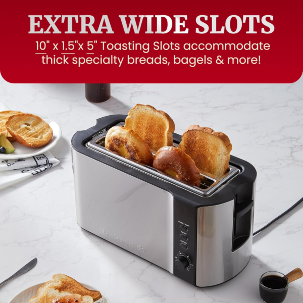 Elite Gourmet ECT-3100 Long Slot 4 Slice Toaster - Image 5