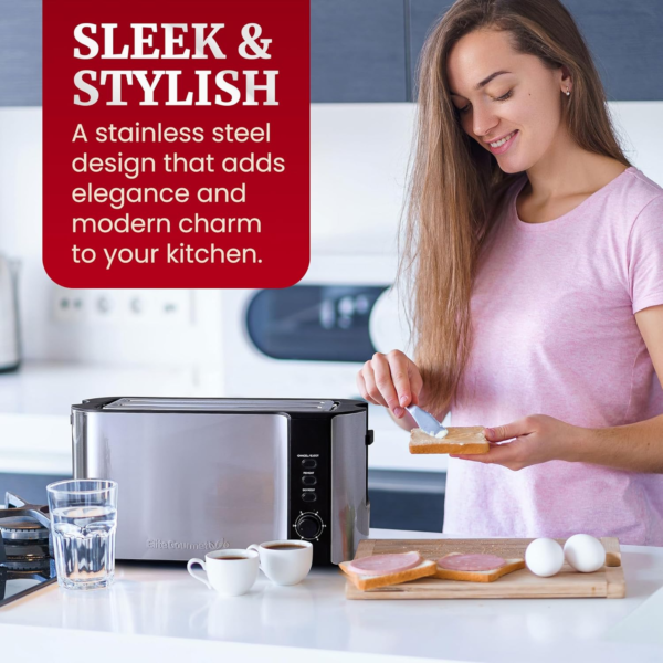 Elite Gourmet ECT-3100 Long Slot 4 Slice Toaster - Image 9