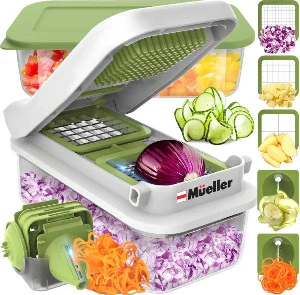 Mueller 8-in-1 Veggie Chopper & Slicer with Container